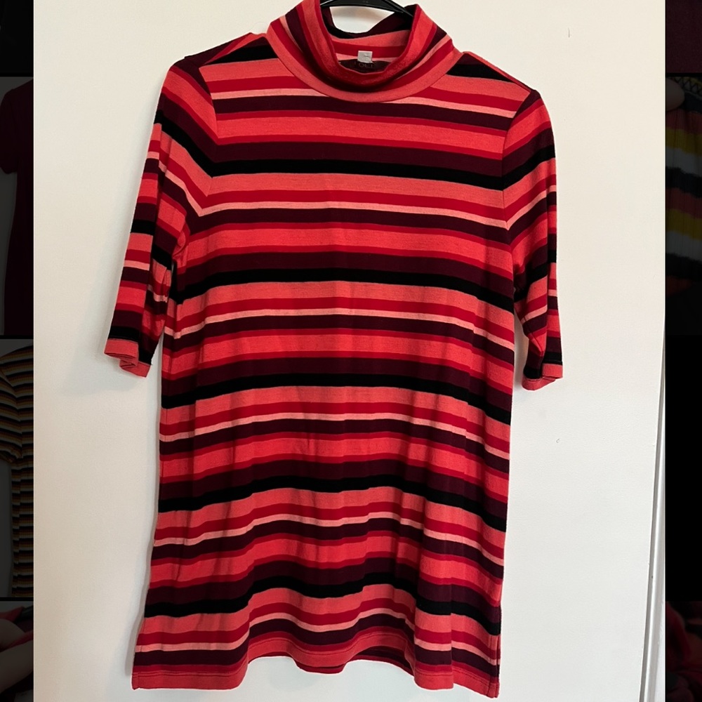 LOFT Striped Mock Neck Sweater Shirt